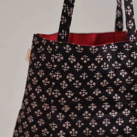 Black - Eco-Friendly Handmade Cotton Jhola Tote Bag 12
