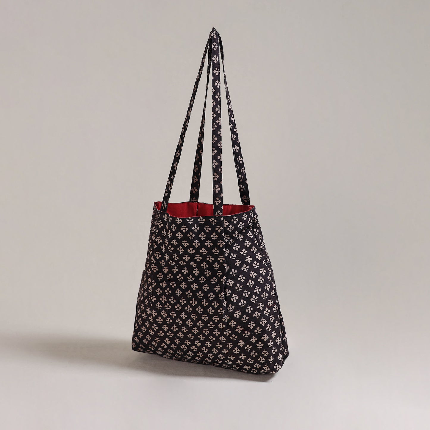 Black - Eco-Friendly Handmade Cotton Jhola Tote Bag 12