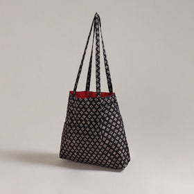 Black - Eco-Friendly Handmade Cotton Jhola Tote Bag 12