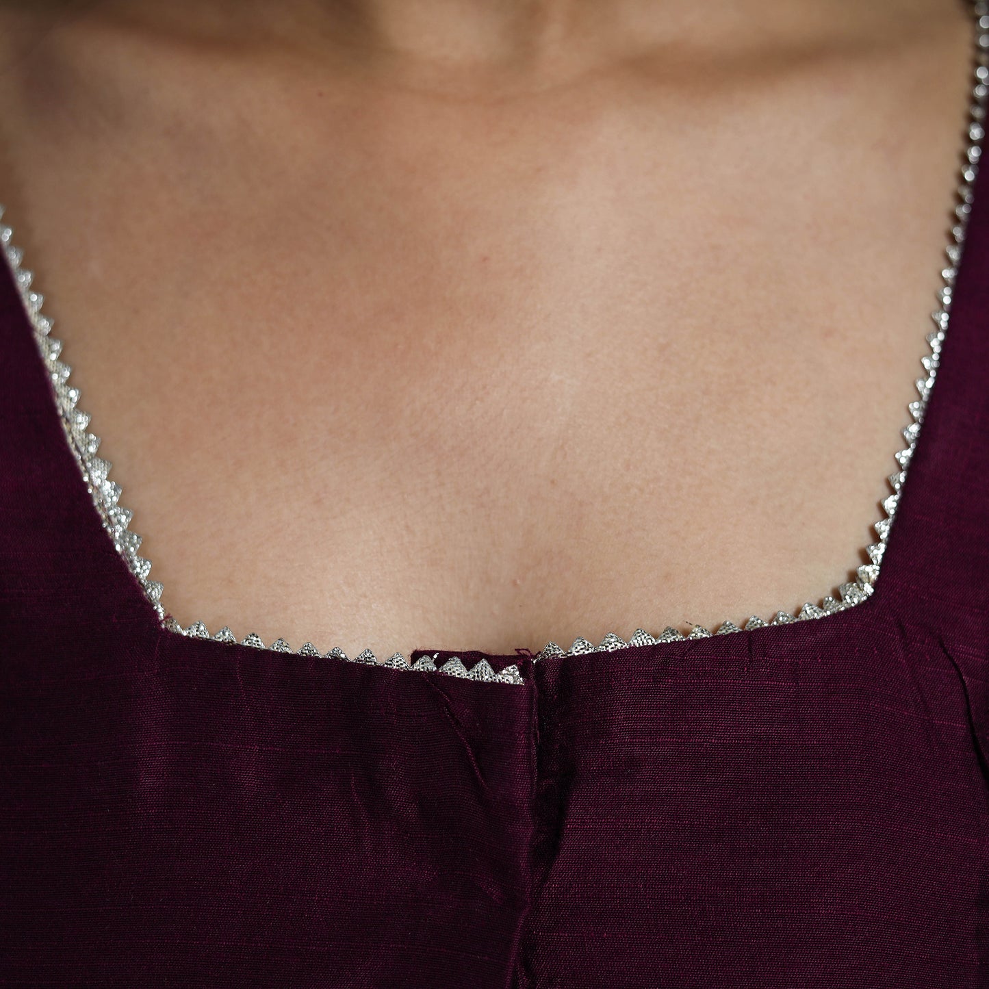 Wine Purple Gota Patti Slub Silk Plain Blouse Online