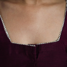 Wine Purple Gota Patti Slub Silk Plain Blouse Online