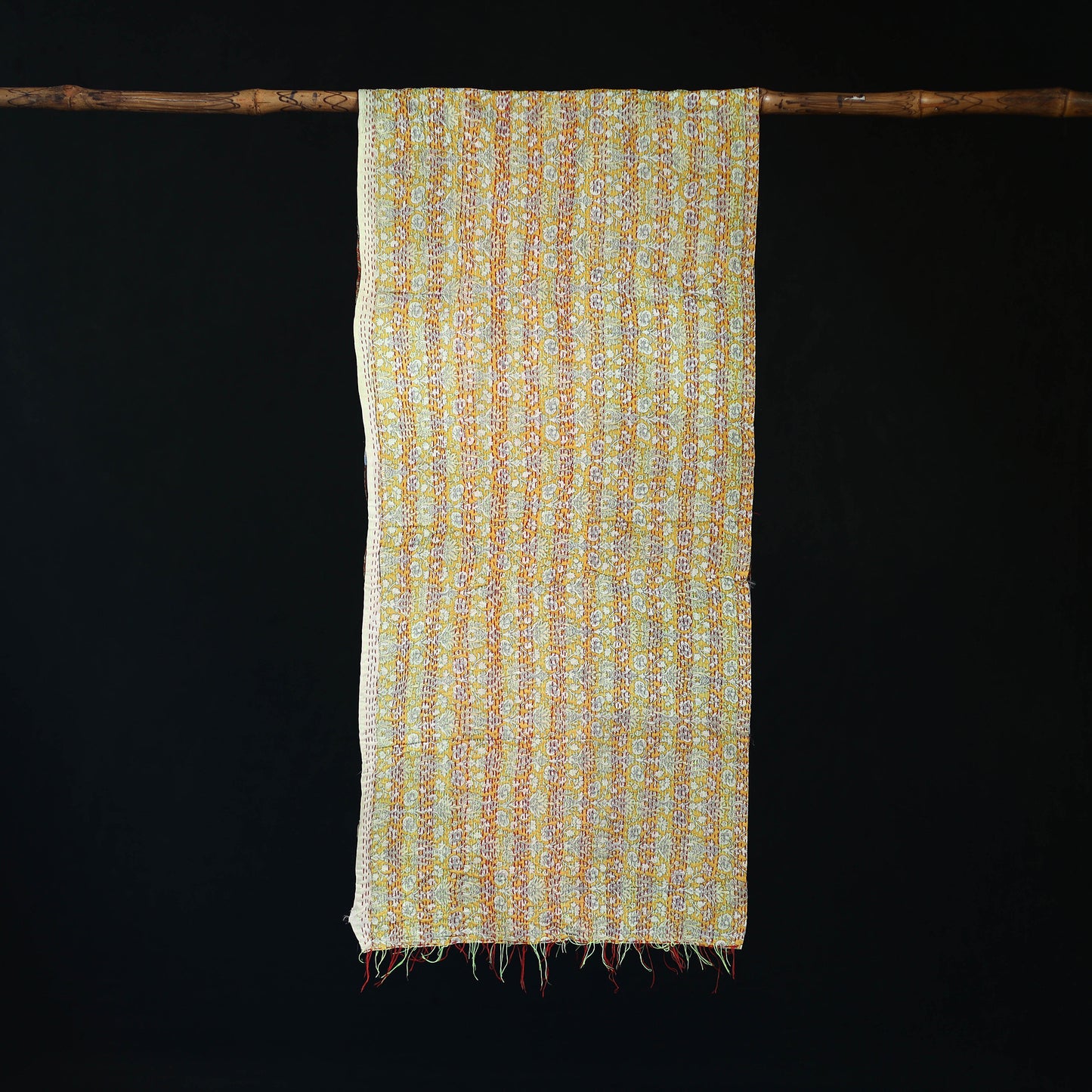 Bengal Kantha Handwork Patchwork Reversible Silk Stole 323