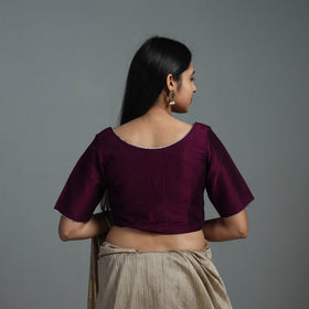 Wine Purple Gota Patti Slub Silk Plain Blouse Online