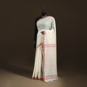 Phulia Jamdani Pure Handloom Cotton Saree with Tassels (Count 92/40) 35