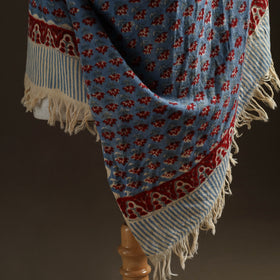 Floral Sanganeri Print Pure Merino Wool Handwoven Shawl 50