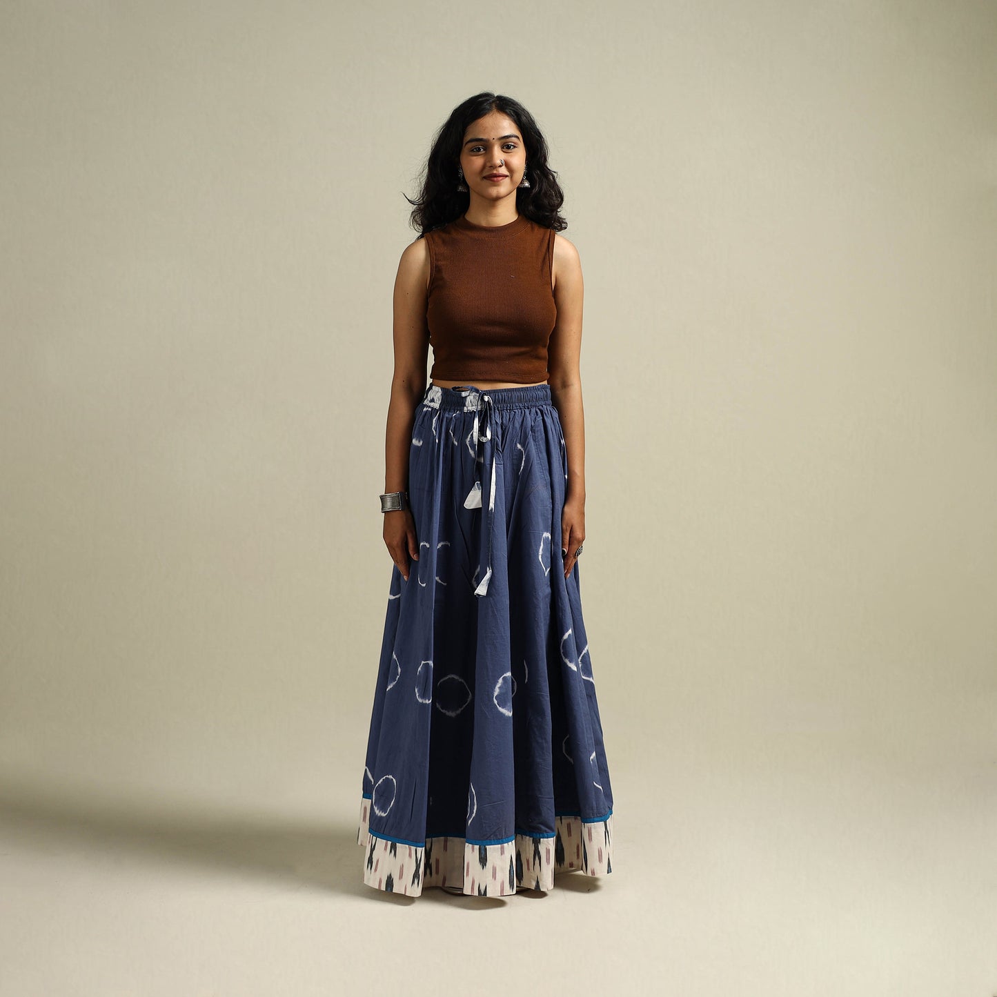 Shibori Tie-Dye 24 Kali Patchwork Cotton Long Skirt 14