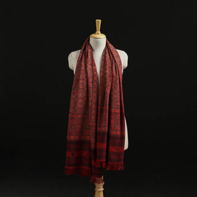 Kutch Handwoven Ajrakh Hand Block Print Merino Wool Shawl  67