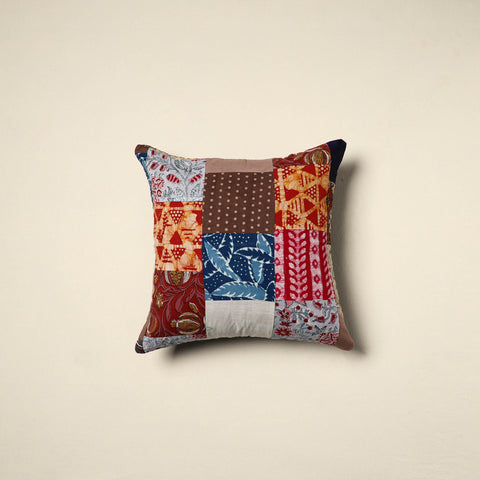 Multicolor Handcrafted Cotton Patchwork Cushion Cover