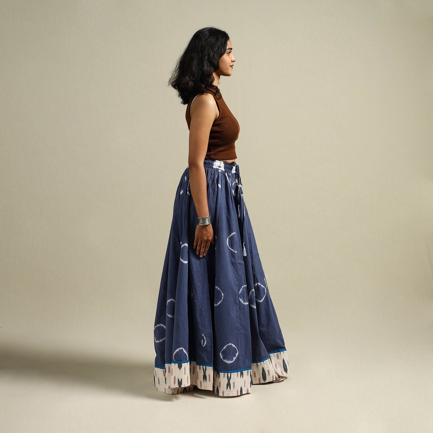 Shibori Tie-Dye 24 Kali Patchwork Cotton Long Skirt 14