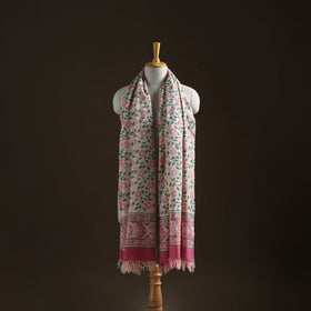 Floral Sanganeri Print Pure Merino Wool Handwoven Shawl 51