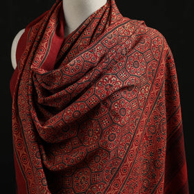Kutch Handwoven Ajrakh Hand Block Print Merino Wool Shawl  67