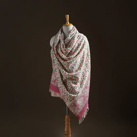 Floral Sanganeri Print Pure Merino Wool Handwoven Shawl 51
