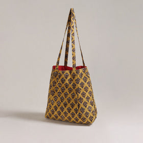 Yellow - Eco-Friendly Handmade Cotton Jhola Tote Bag 14