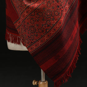 Kutch Handwoven Ajrakh Hand Block Print Merino Wool Shawl  67