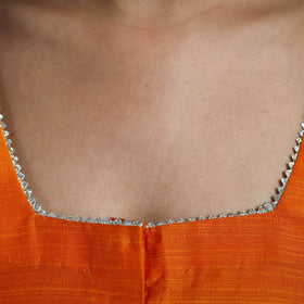 Orange Gota Patti Slub Silk Plain Blouse 