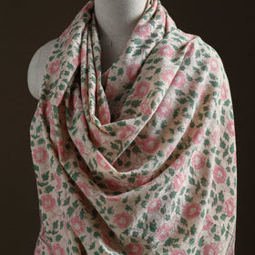 Floral Sanganeri Print Pure Merino Wool Handwoven Shawl 51