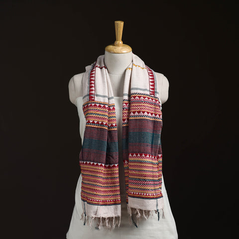 Orissa Tribal Kapadaganda Hand Embroidered Pure Handwoven Cotton Stole 43