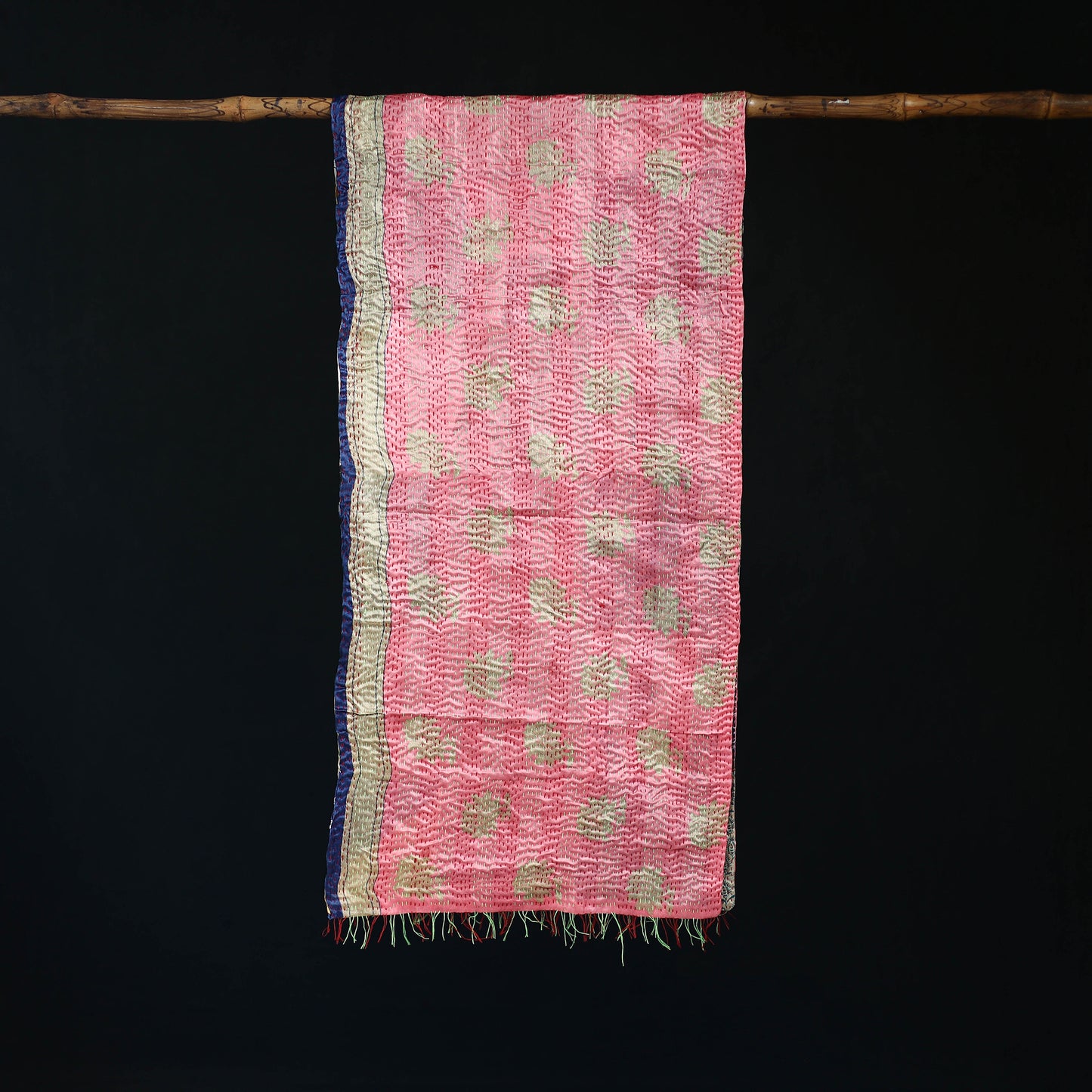 Bengal Kantha Handwork Patchwork Reversible Silk Stole 318