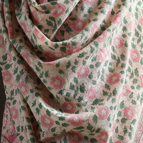Floral Sanganeri Print Pure Merino Wool Handwoven Shawl 51