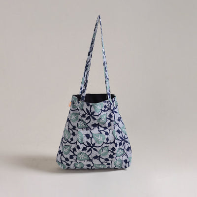 Blue - Eco-Friendly Handmade Cotton Jhola Tote Bag 15