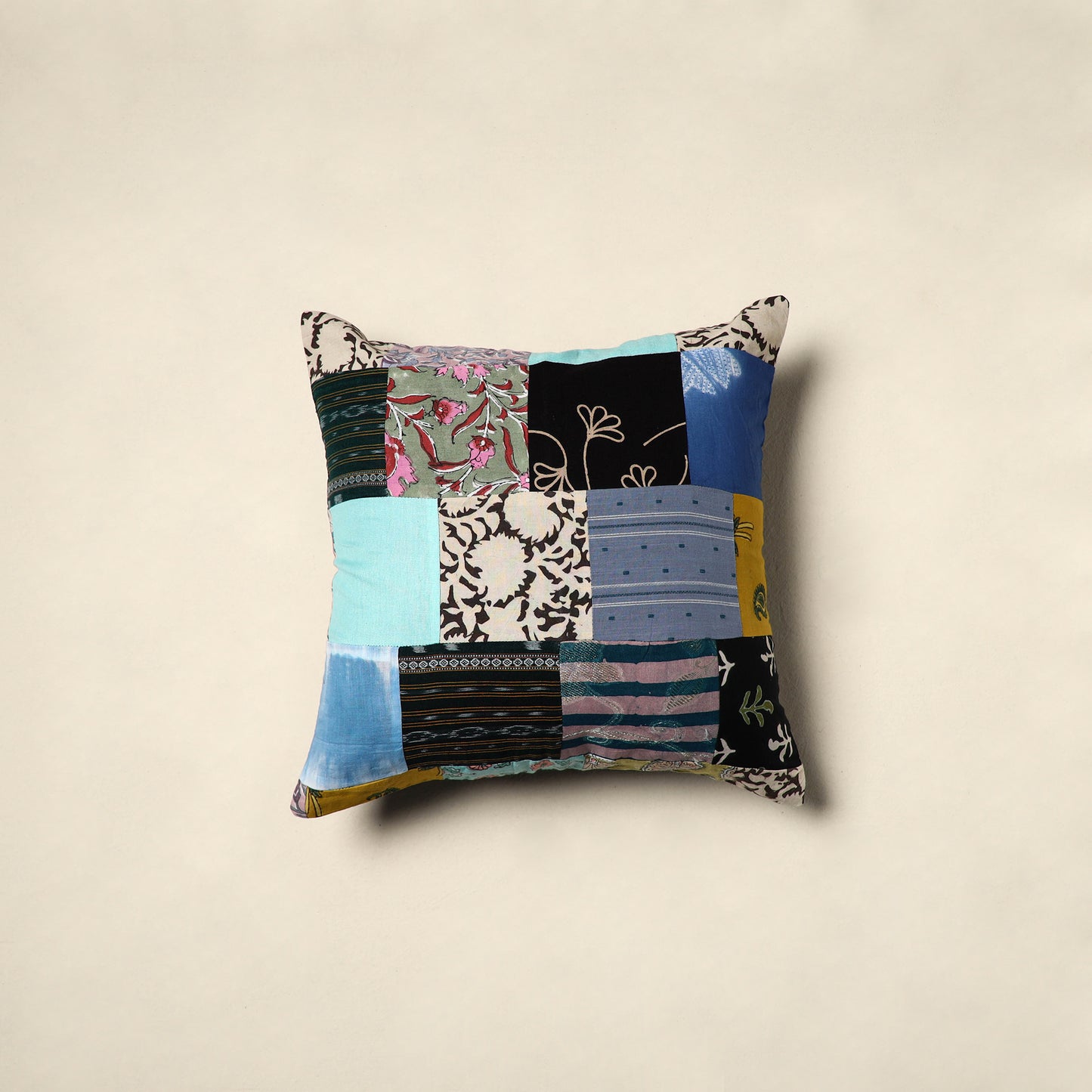 Multicolor - handcrafted cotton patchwork cushion cover 60