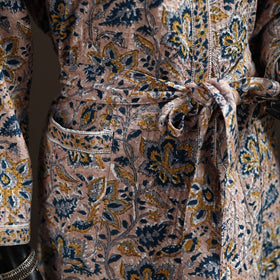 Sanganeri Hand Block Print Waffle Weave Cotton Bath Robe 23