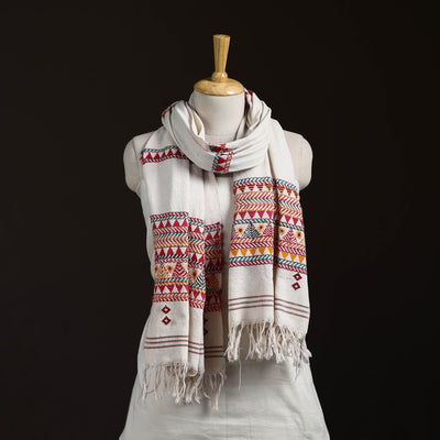 Orissa Tribal Kapadaganda Hand Embroidered Pure Handwoven Cotton Stole 44