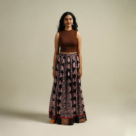 Bagh Hand Block Print 24 Kali Patchwork Cotton Long Skirt 15
