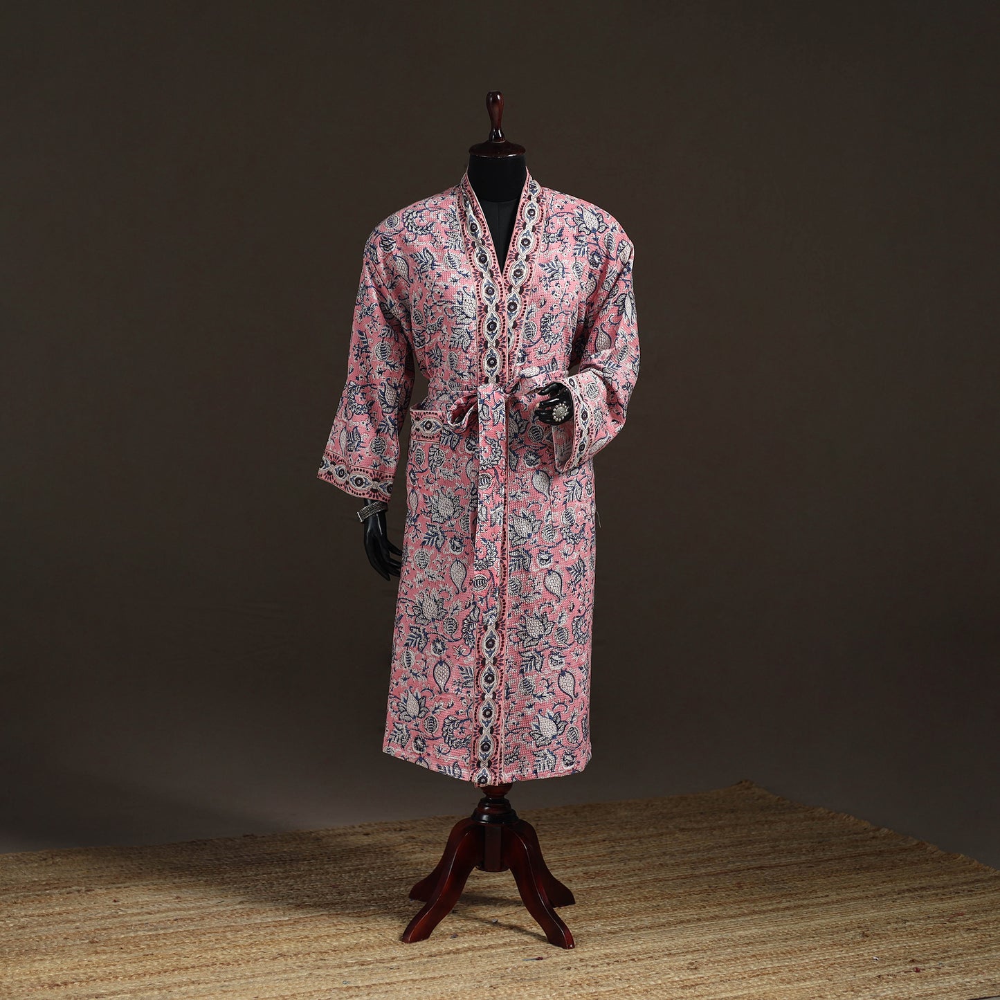 Sanganeri Hand Block Print Waffle Weave Cotton Bath Robe 24