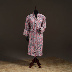 Sanganeri Hand Block Print Waffle Weave Cotton Bath Robe 24