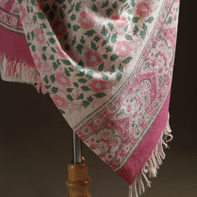 Floral Sanganeri Print Pure Merino Wool Handwoven Shawl 51