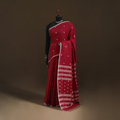 Phulia Jamdani Pure Handloom Cotton Saree with Tassels (Count 92/40) 36