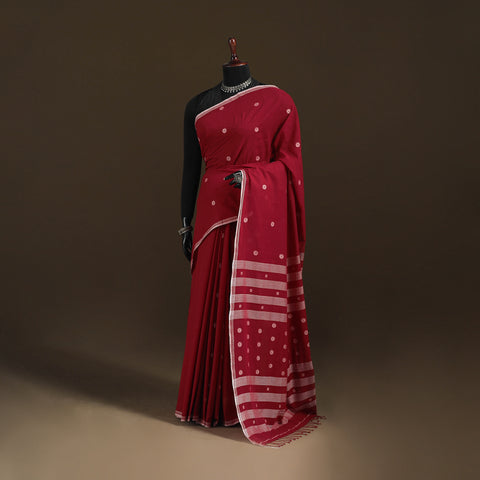 Phulia Jamdani Pure Handloom Cotton Saree with Tassels (Count 92/40) 36