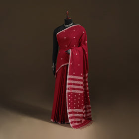 Phulia Jamdani Pure Handloom Cotton Saree with Tassels (Count 92/40) 36