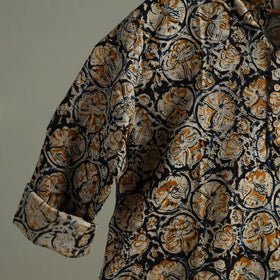Hand Block Print Natural Dyed Cotton Short Kalamkari Kurta for Men 06