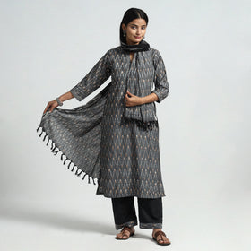 Pochampally Ikat Kurta with Palazzo & Dupatta Set
