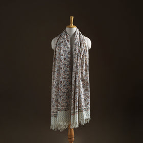 Floral Sanganeri Print Pure Merino Wool Handwoven Shawl 52
