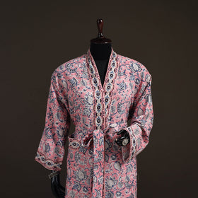 Sanganeri Hand Block Print Waffle Weave Cotton Bath Robe 24