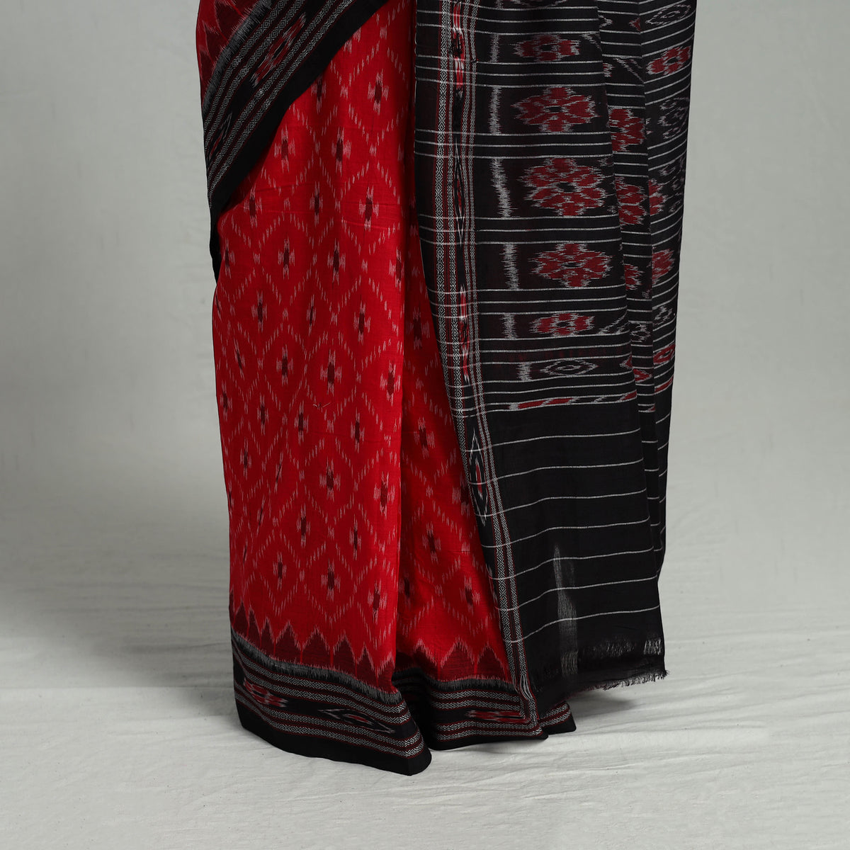 Red - Ikat Weave Handloom Cotton Sambalpuri Saree 35