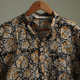 Hand Block Print Natural Dyed Cotton Short Kalamkari Kurta for Men 06