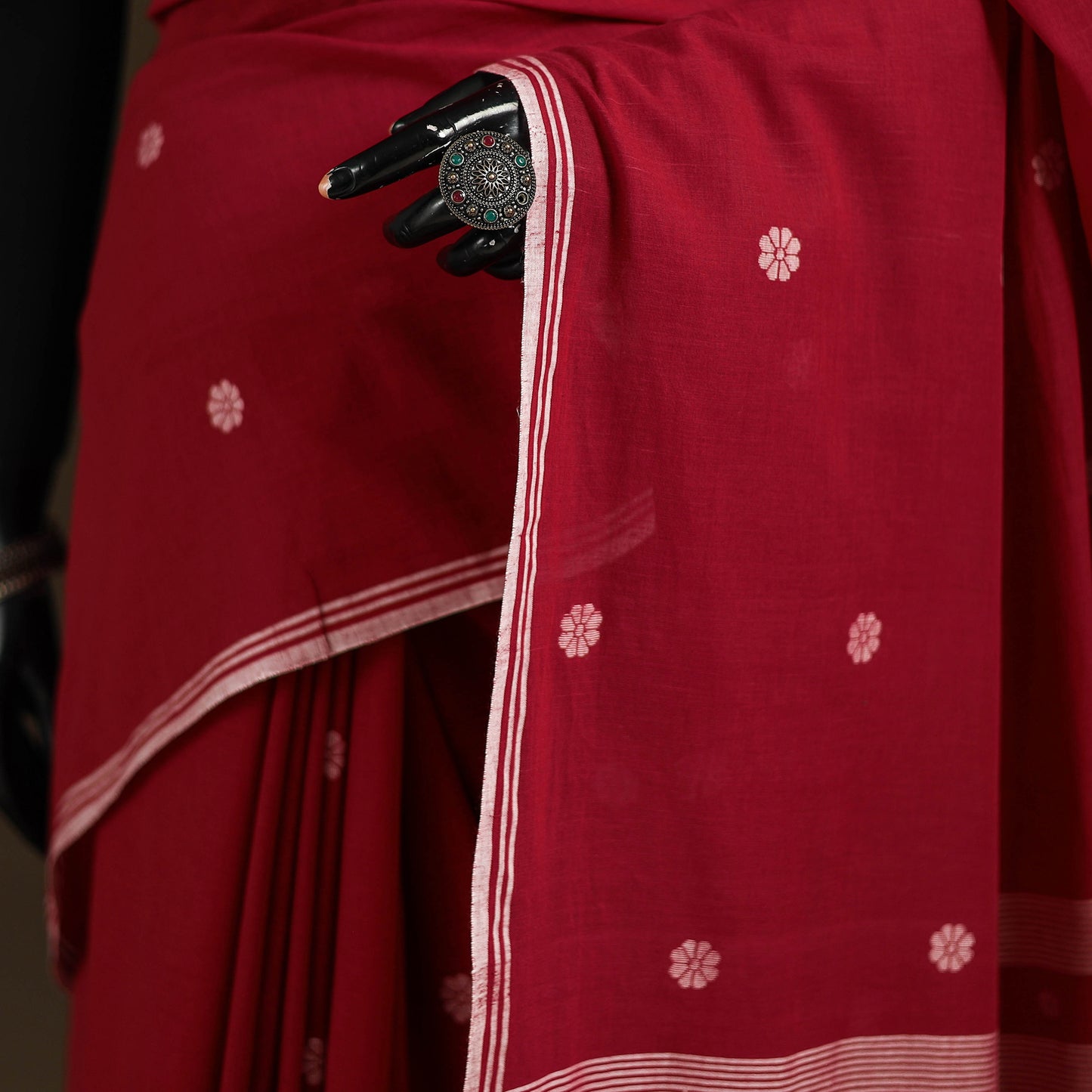 Phulia Jamdani Pure Handloom Cotton Saree with Tassels (Count 92/40) 36