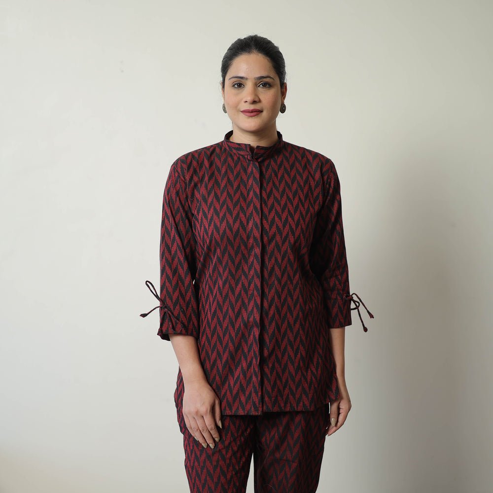 Maroon - Jacquard Cotton Co-Ord Set 09