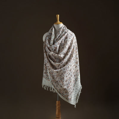 Floral Sanganeri Print Pure Merino Wool Handwoven Shawl 52