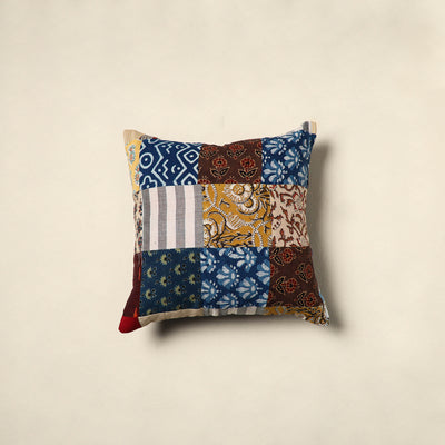 Multicolor Handcrafted Cotton Patchwork Cushion Cover