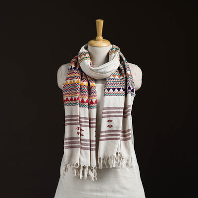 Orissa Tribal Kapadaganda Hand Embroidered Pure Handwoven Cotton Stole 47