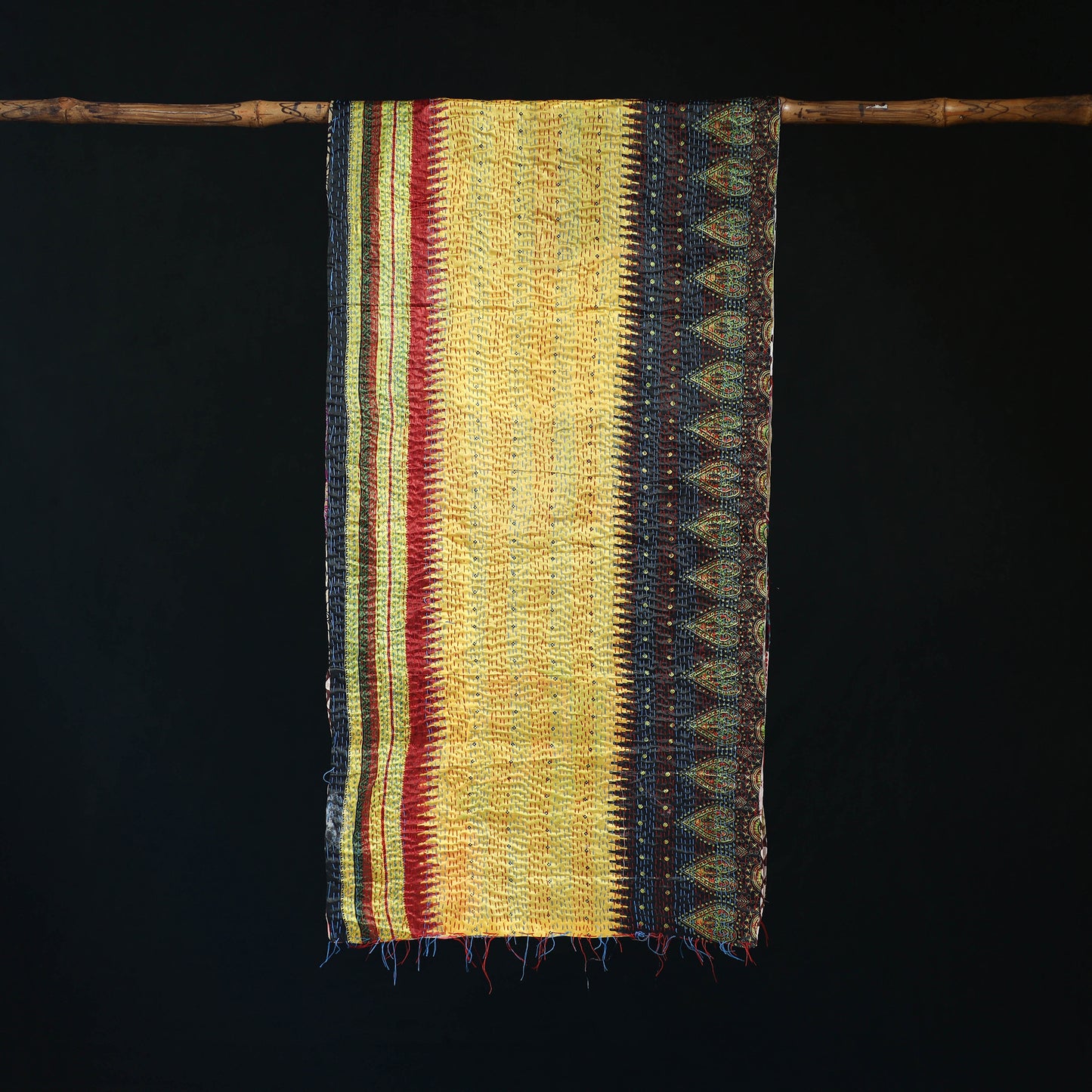 Bengal Kantha Handwork Patchwork Reversible Silk Stole 314