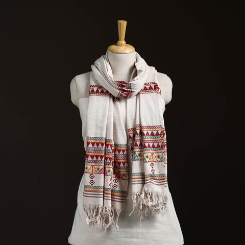 Orissa Tribal Kapadaganda Hand Embroidered Pure Handwoven Cotton Stole 48