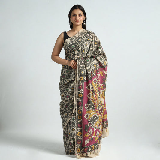 Kalamkari Printed Cotton Saree with Blouse Piece 07