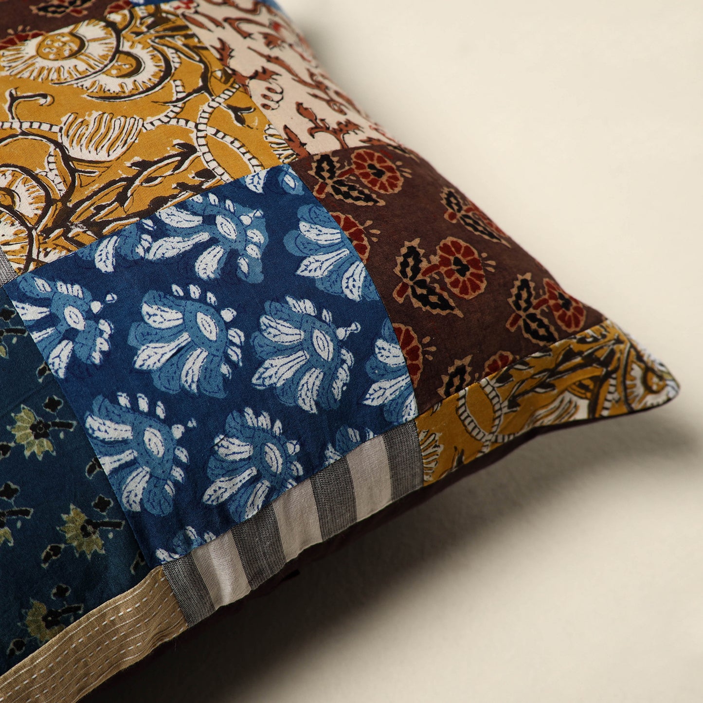 Multicolor Handcrafted Cotton Patchwork Cushion Cover