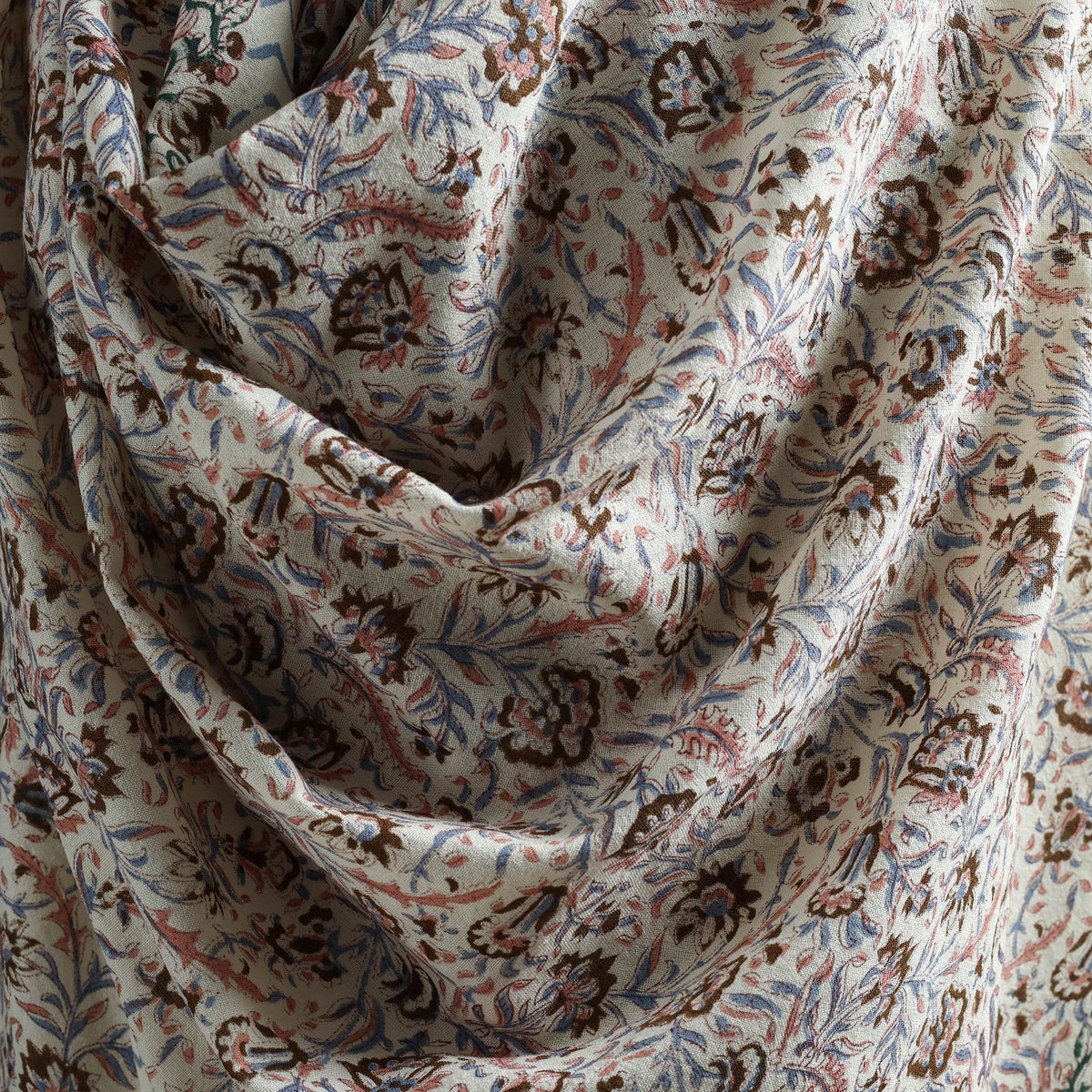 Floral Sanganeri Print Pure Merino Wool Handwoven Shawl 52
